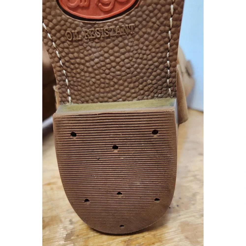 Dingo Dean Tan Harness Boots Square Toe Biker Pull On Brown Distressed Size 11 D